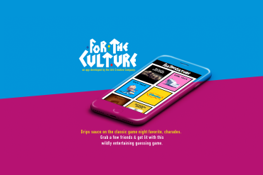 The For The Culture Logo and a smartphone on a blue and pink background.
