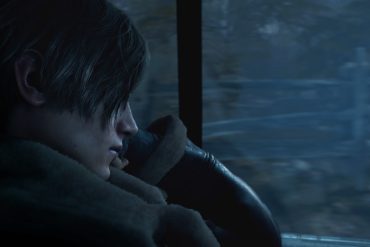 Leon Kennedy looking out of a window.