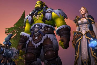 A horde and alliance character standing side by side.