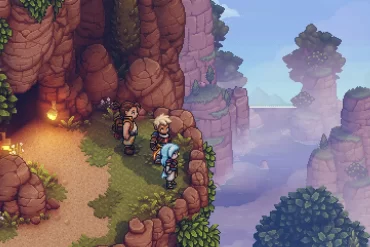 Sea of Stars characters looking over a cliff